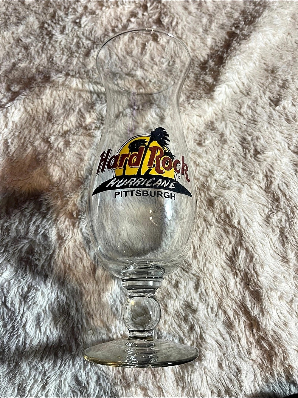 Hard Rock Cafe Pittsburgh Hurricane Glass Clear & Yellow